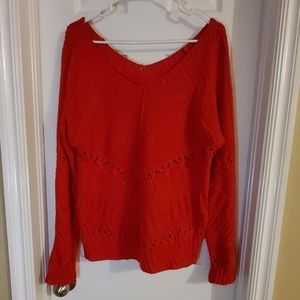 Off the shoulder red sweater